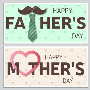 Happy Father's Day greeting card and Happy Mother's Day greeting card. Vector illustration.